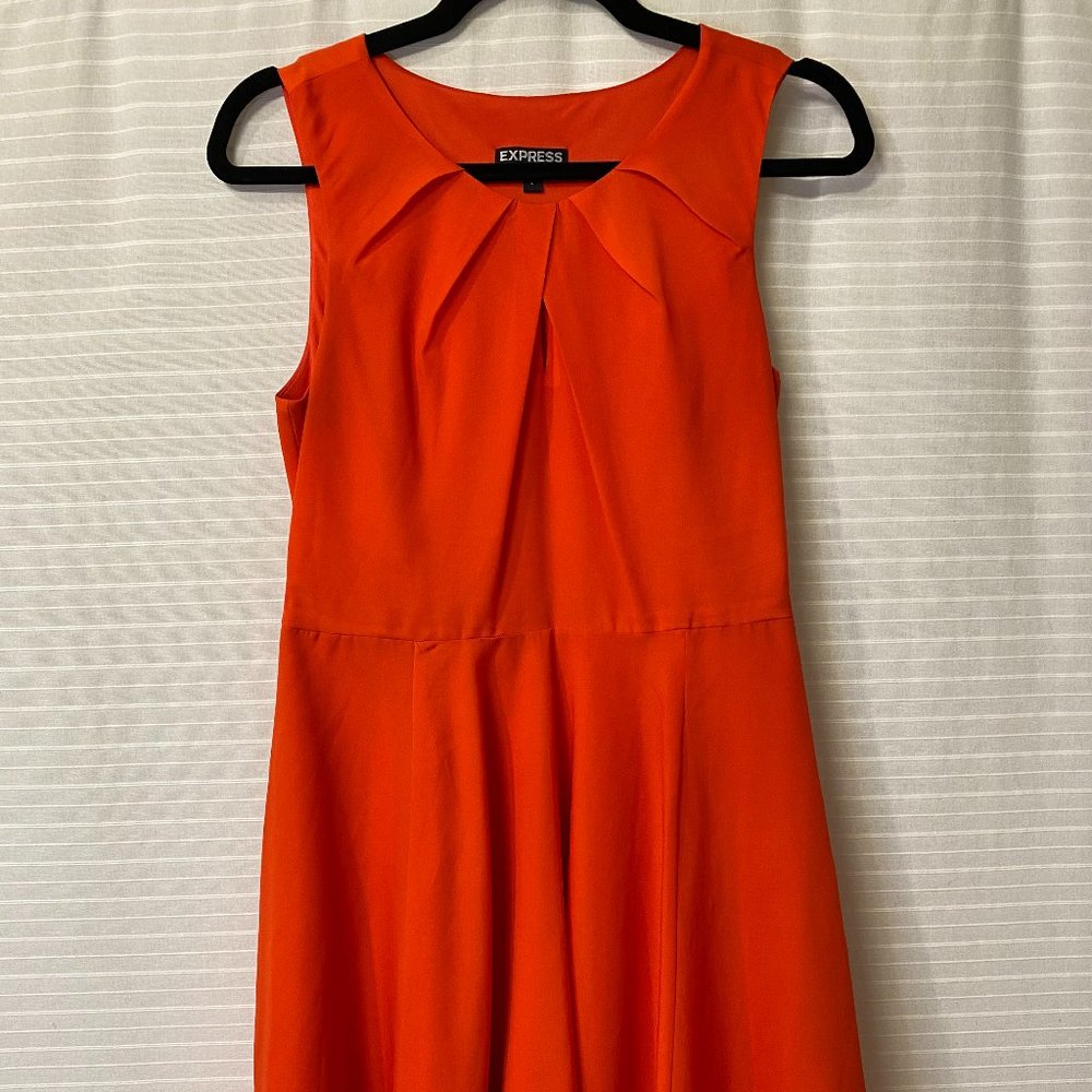 Red-orange fit and flare Express dress